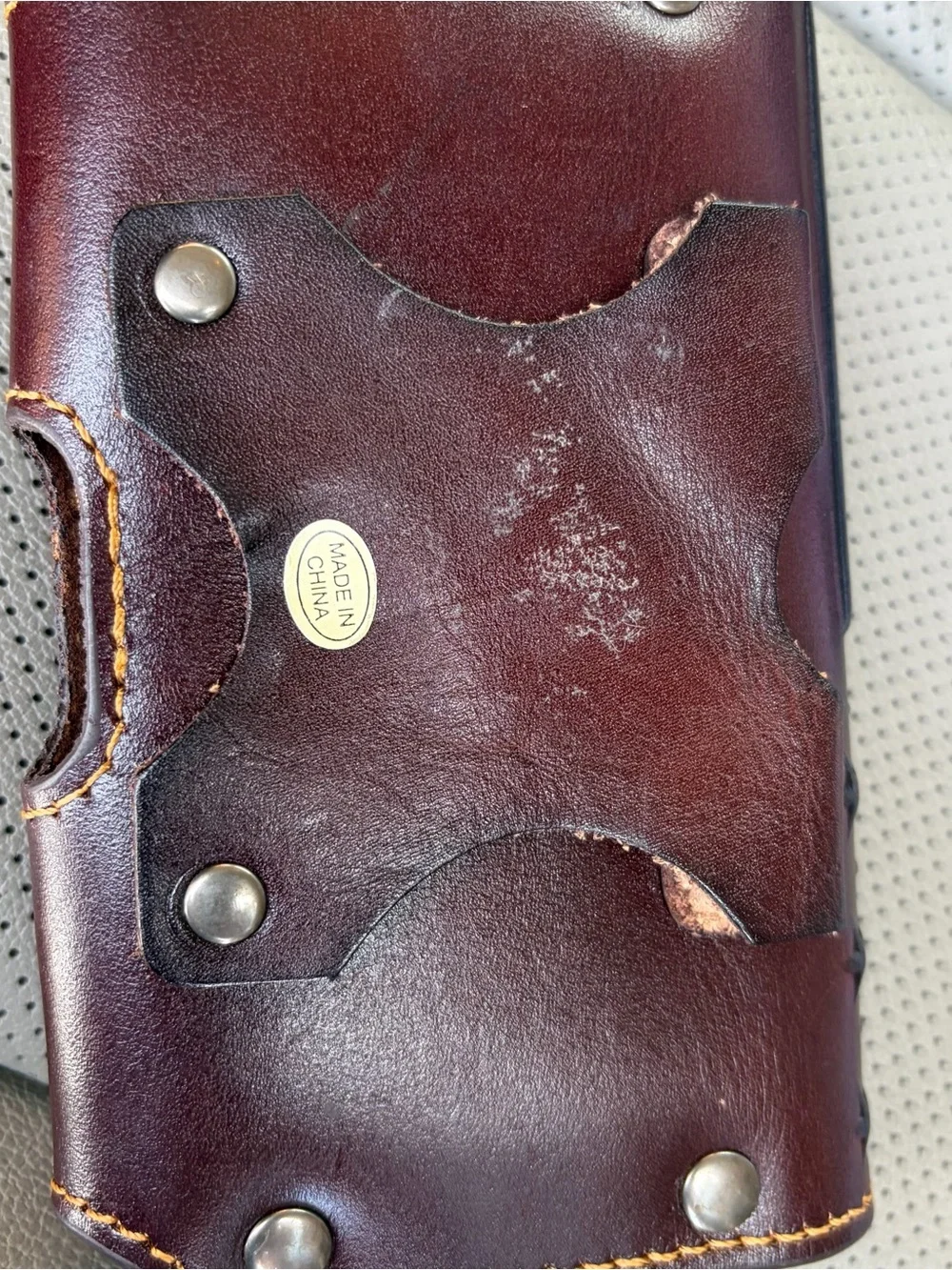 Montana West Brown & Black Embossed Flag Leather Phone Holster with belt loop.